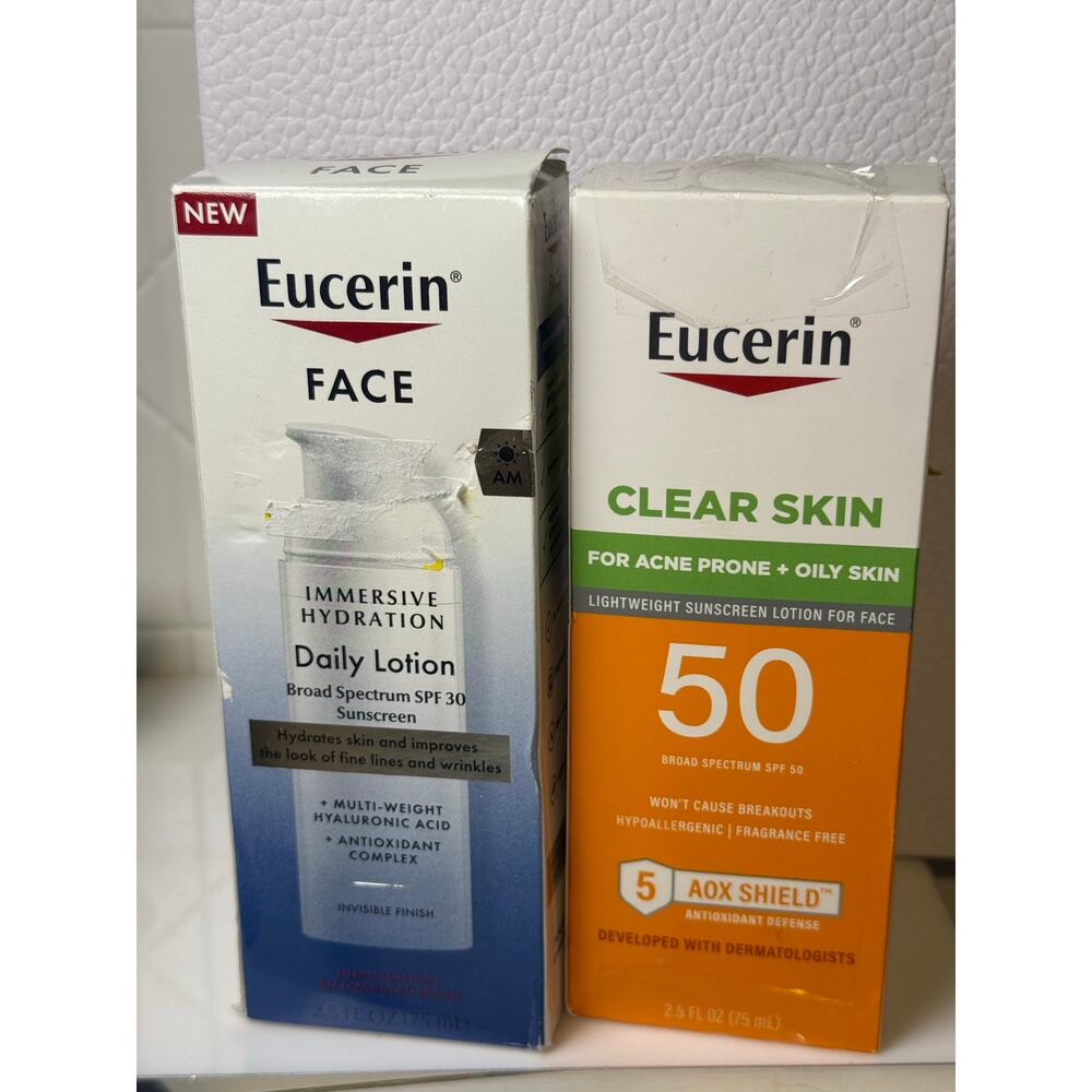 Eucerin Face Daily Lotion & Clear Skin both with SPF that EXP in 2025-NEW in Box
